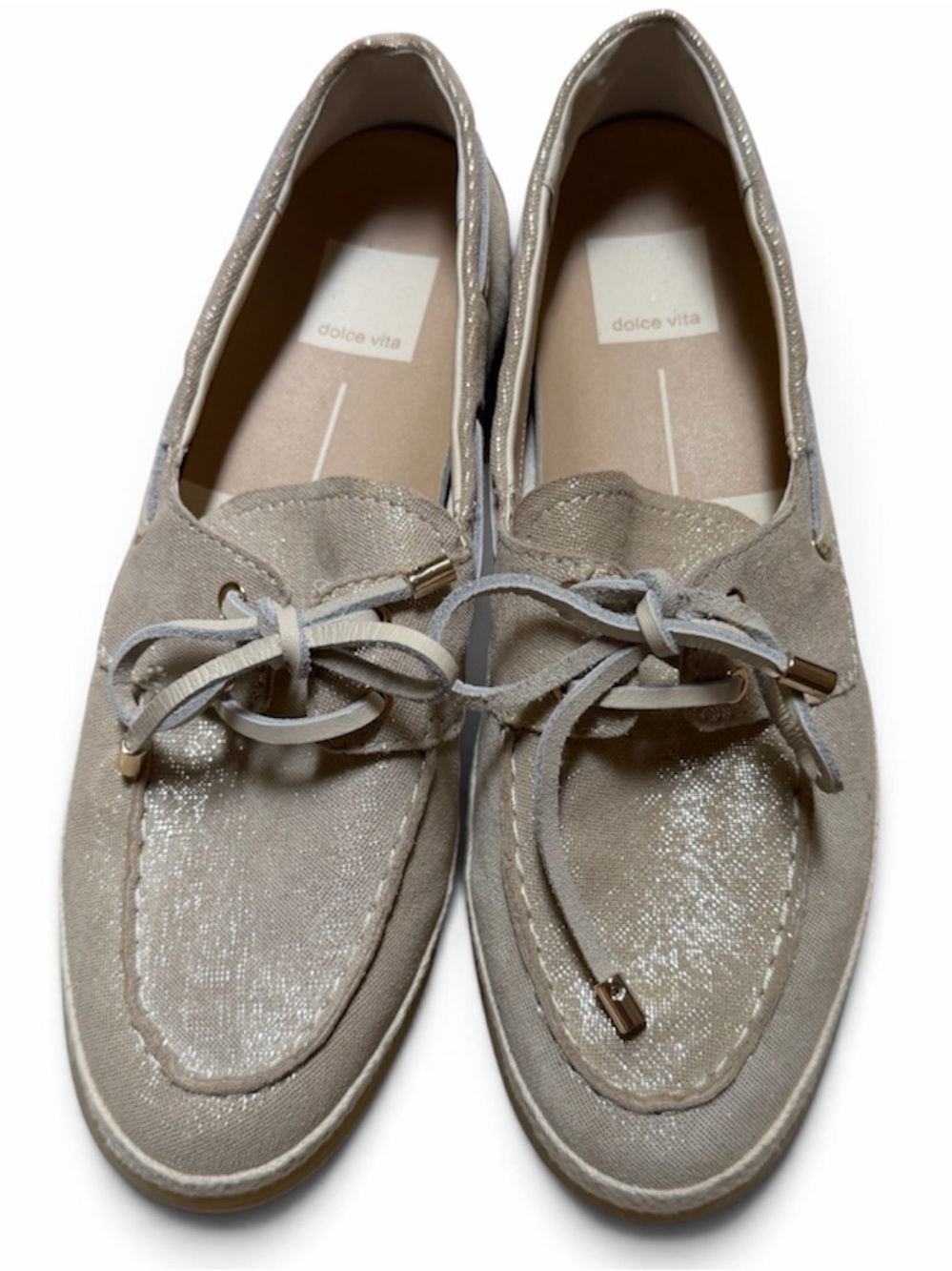 Dolce Vita Doris Metallic Cream Gold Boat Shoes Loafers 7